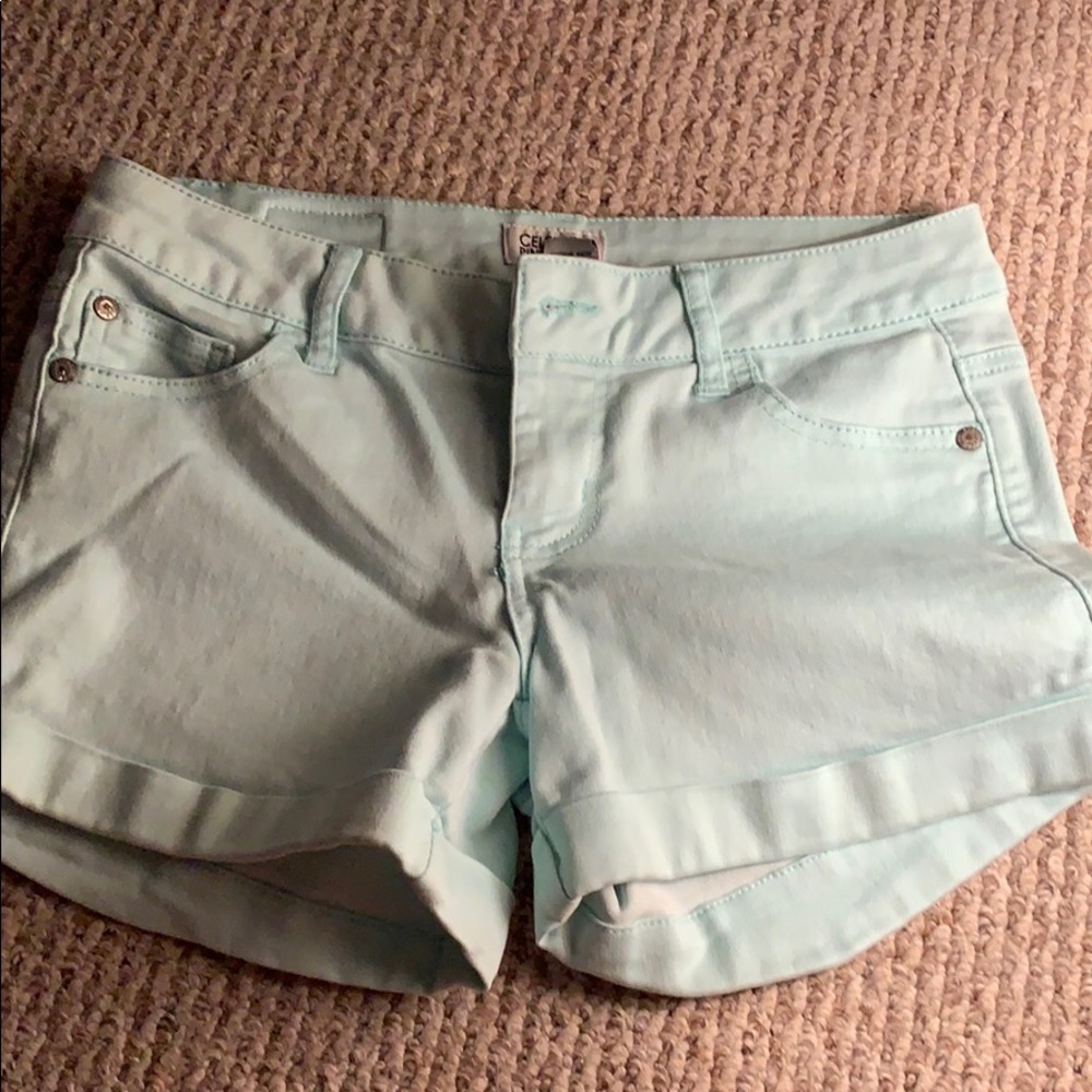 Pastel blue low rise shorts